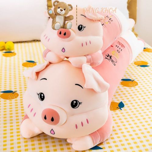 Gấu Bông Heo Nằm Dáng Dài - Gối Ôm Gấu Bông Heo Nằm - Hàng Cao Cấp