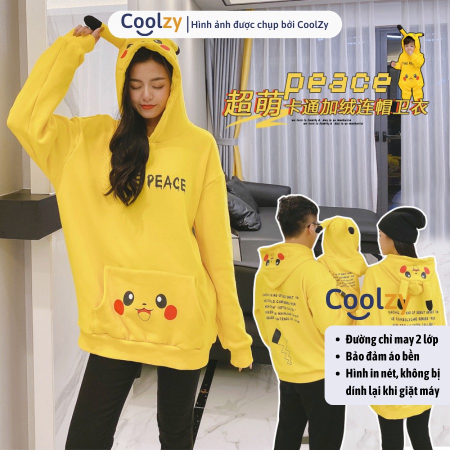 Áo Hoodie ❤️ Áo khoác nỉ unisex HÌNH PIKACHU TIME PEACE, form unisex nam nữ trẻ trung
