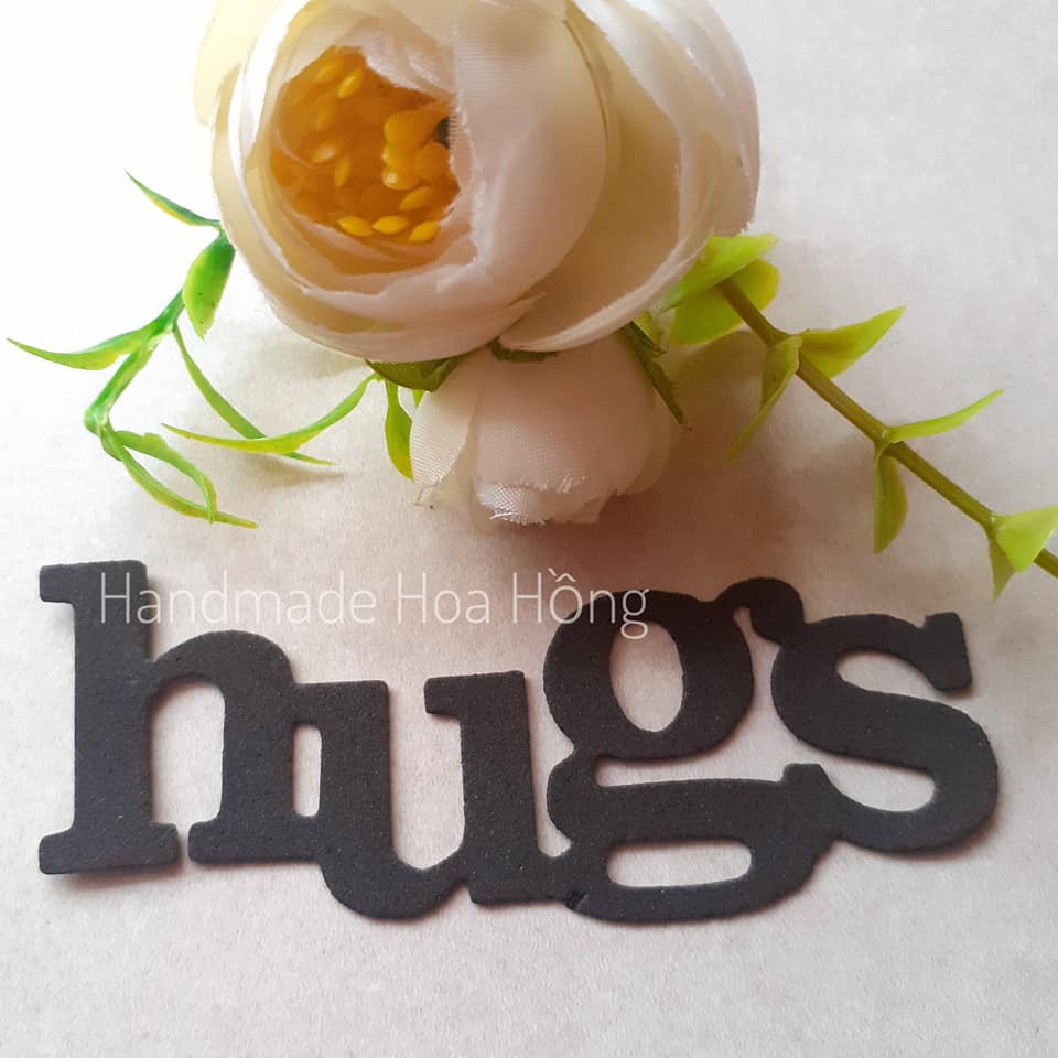 6 chữ HUGS  bằng giấy xốp, 8.7 X 3cm - Hình trang trí thiệp, phong thư, bưu thiếp, bao thư, bao lì xì, giấy mỹ thuật