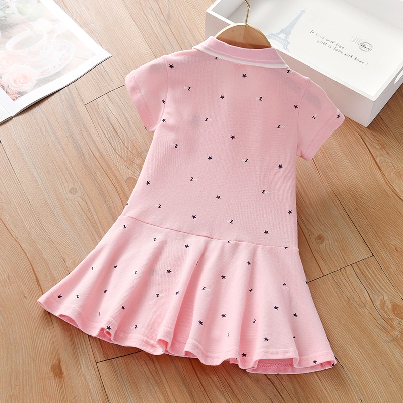 Đầm Thể Thao Màu Hồng Cổ Polo Dễ Thương Xinh Xắn Cho Bé Gái