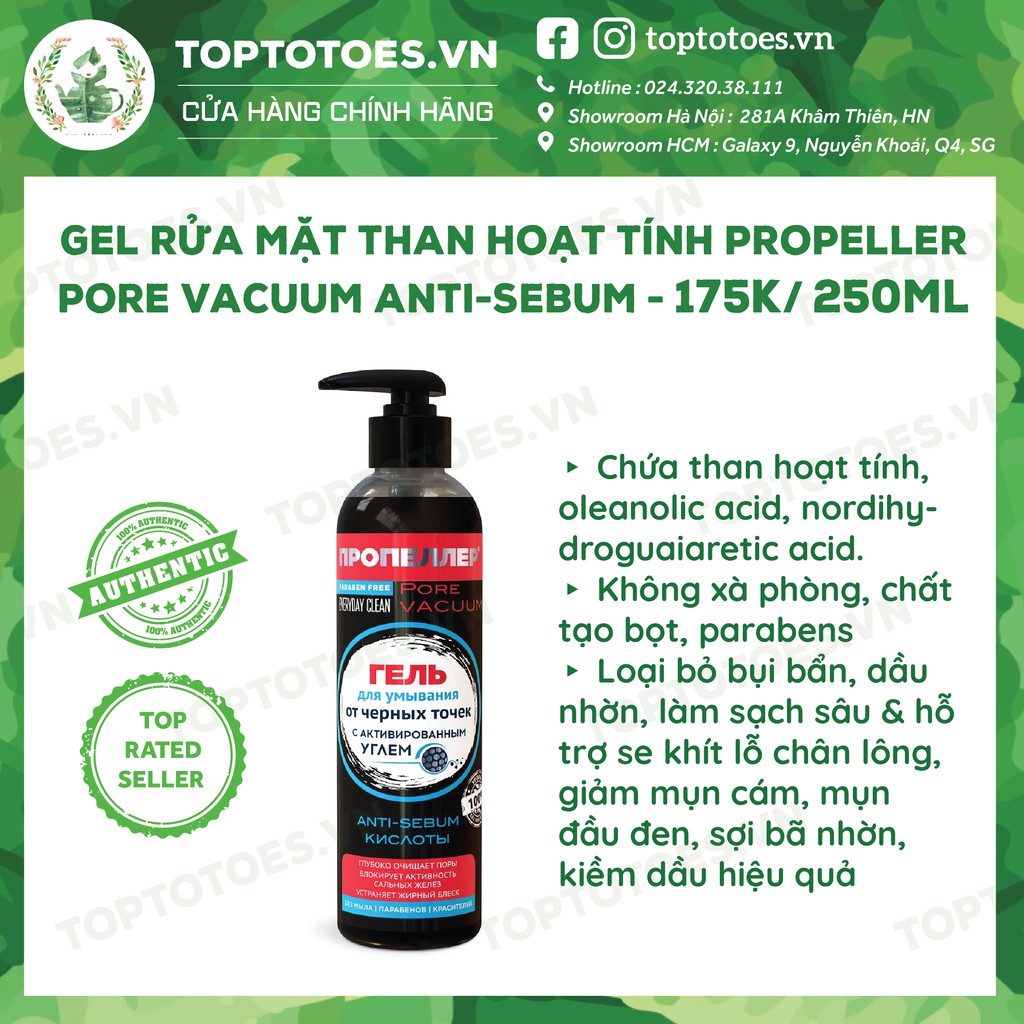 Gel rửa mặt Propeller Than hoạt tính Pore Vacuum Anti-sebum làm sạch sâu, kiềm dầu, giảm mụn đầu đen