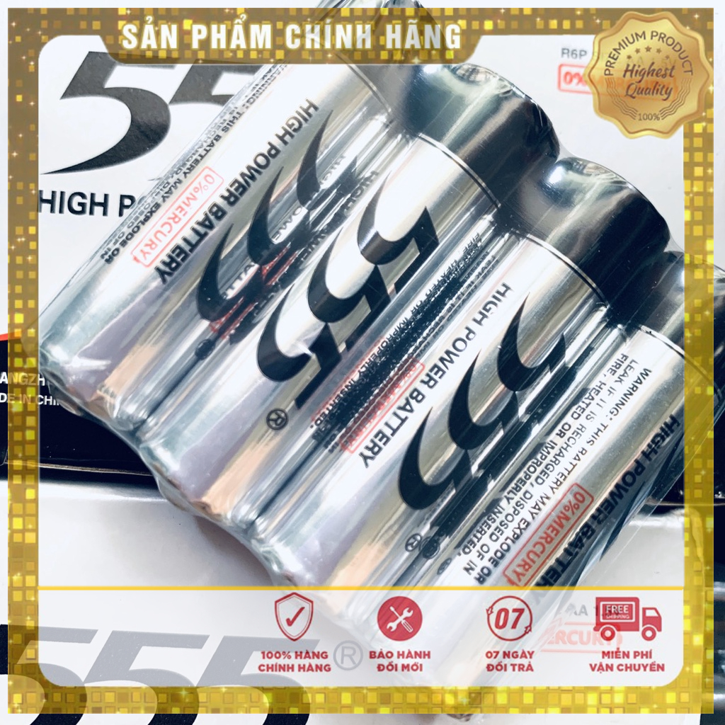 1 vỉ gồm 4 viên Pin tiểu đen 555 - Pin đồng hồ treo tường