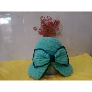 [Handmade] Nón len/sợi rộng vành nơ sau