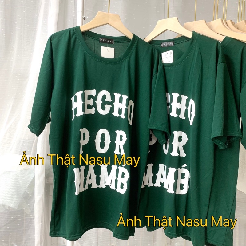 Áo Thun Xanh Hecho, Áo Phông Tay Lỡ Form Rộng Nam Nữ Nasu May