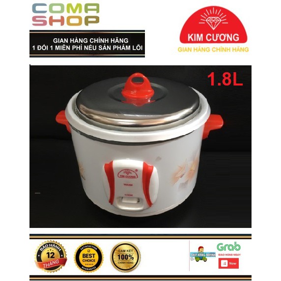 [Mã ELFLASH5 giảm 20K đơn 50K] KC 1.8L - NỒI CƠM ĐIỆN KIM CƯƠNG NẮP RỜI 1.8L (5-6 NGƯỜI ĂN) BẢO HÀNH CHÍNH HÃNG 12 THÁNG