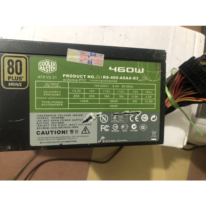 Nguồn Cooler Master 460w thường và 80plus đã test kĩ