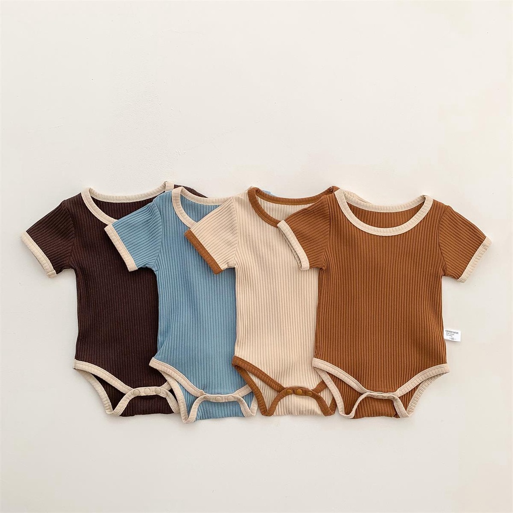 Áo Liền Quần Tay Ngắn Chất Liệu Cotton Thời Trang Mùa Hè Cho Bé 0-2 Tuổi