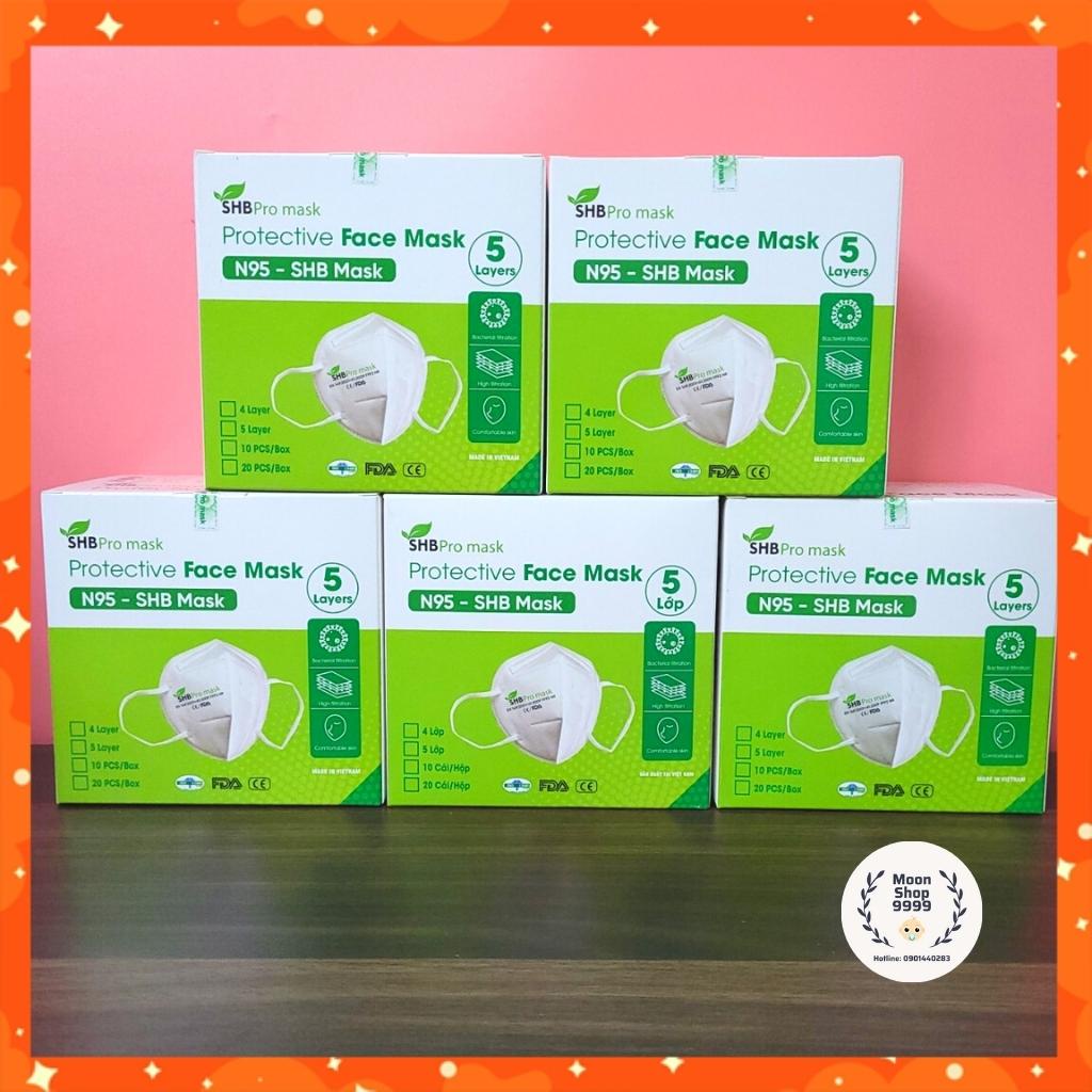 Khẩu trang N95, khẩu trang y tế kháng khuẩn, không van, SHB pro mask, màu trắng, chống nắng, lọc bụi mịn - Hàng cao cấp