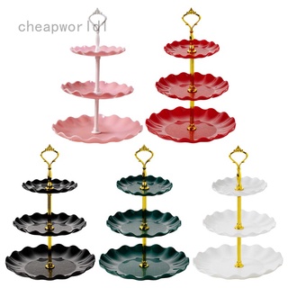 Khay đựng trái cây/bánh kẹo thiết kế 3 tầng bằng nhựa thanh lịch trang trí tiệc