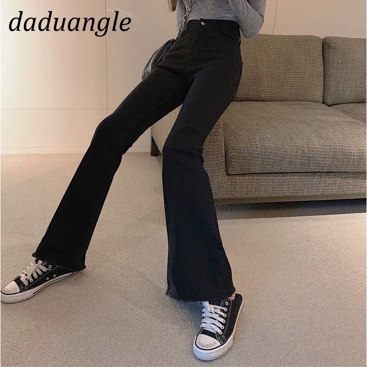 DaDuHey 2022 Wide Leg Jeans Stretch Straight Pants Fashion Solid Color High Waist Casual Pants Large Size Flared Pants