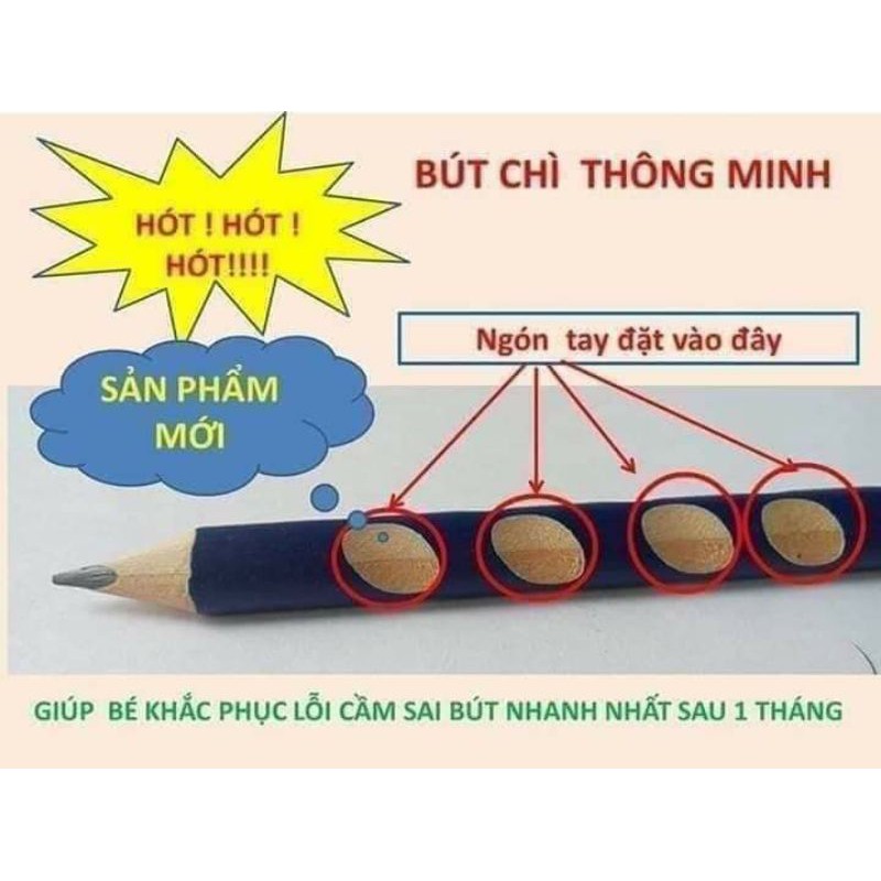 Lẻ 1 chiếc bút chì 2B định vị thông minh cho bé. Hàng chất lượng cao. Bút chì tập viết nét thanh, nét đậm cho học sinh