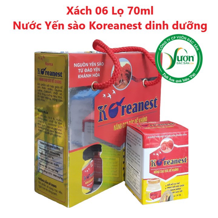 Nước yến sào Koreanest (Xách 06 lọ 70ml) - Lựa chọn ( KID , DINH DƯỠNG , KID CAO LỚN) - HS Shop Thủ Đức