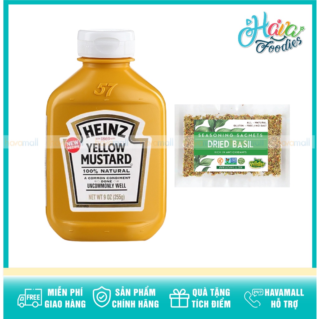 TẶNG LÁ BASIL - Sốt Mù Tạt Vàng Heinz 255gr