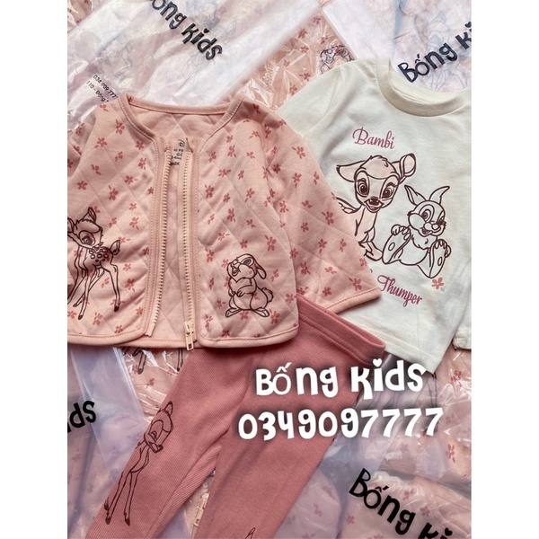 Bộ 3 Món Bé Gái Nai Bambi Hồng Cam PR