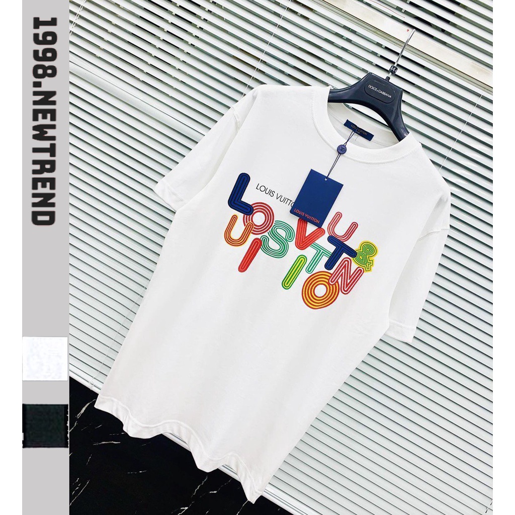 UgPL / Áo thun tay lỡ áo phông unisex nam nữ cotton oversize form rộng T-Shirt Louis Vuitton Rainbow Pattern !