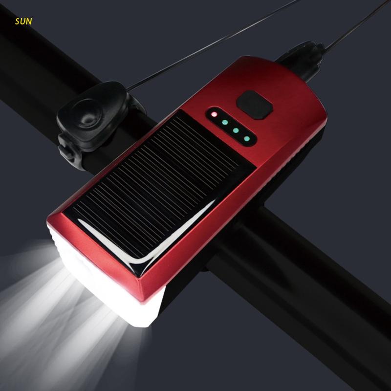 Đèn Pha 2 Bóng Led Sử Dụng Năng Lượng Mặt Trời Siêu Sáng Chống Thấm Nước Cho Xe Đạp Leo Núi