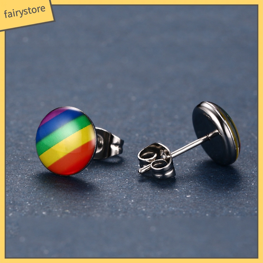 Khuyên Tai Tròn Màu Sắc Cầu Vồng Thời Trang Thanh Lịch Dành Cho Nữ