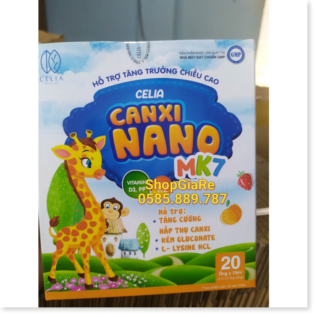 Celia Canxi Nano Mk7 phát triển chiều cao, kích thích ăn ngon, cho xương chắc khoẻ chống còi xương, loãng xương 20 ống