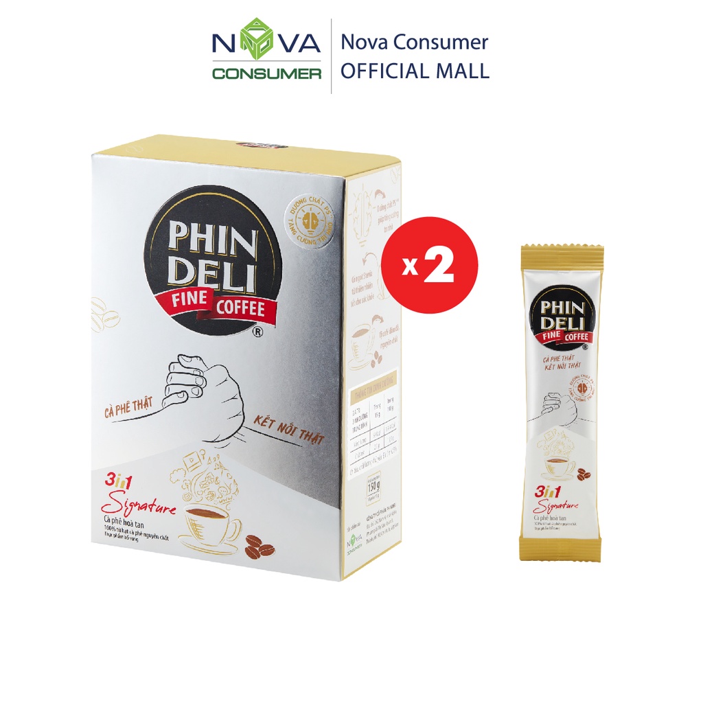 [Combo 2 hộp] Cà Phê Hòa Tan PhinDeli 3in1 Signature (15g x 10 gói x 2 hộp) | BigBuy360 - bigbuy360.vn