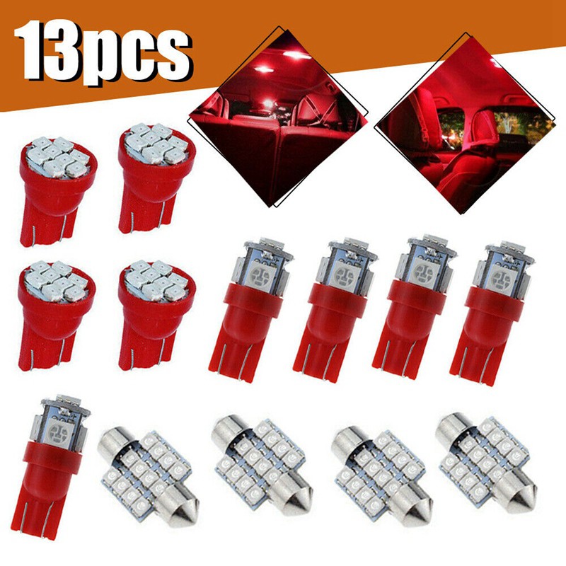 Set 13 Bóng Đèn Led Ánh Sáng Đỏ Cho Xe Ô Tô