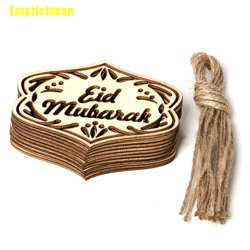Set 10 Mặt Gỗ Khắc Chữ Eid Mubarak Dùng Để Trang Trí