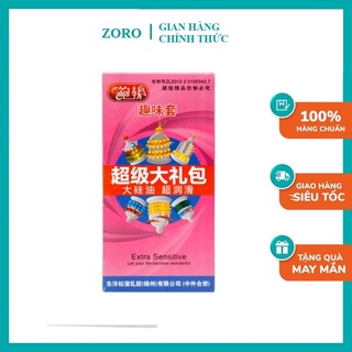 Bao cao su đôn gân gai vòng bi lớn Extra Sensitive kéo dài Hộp 6 cái 6 kiểu bcs