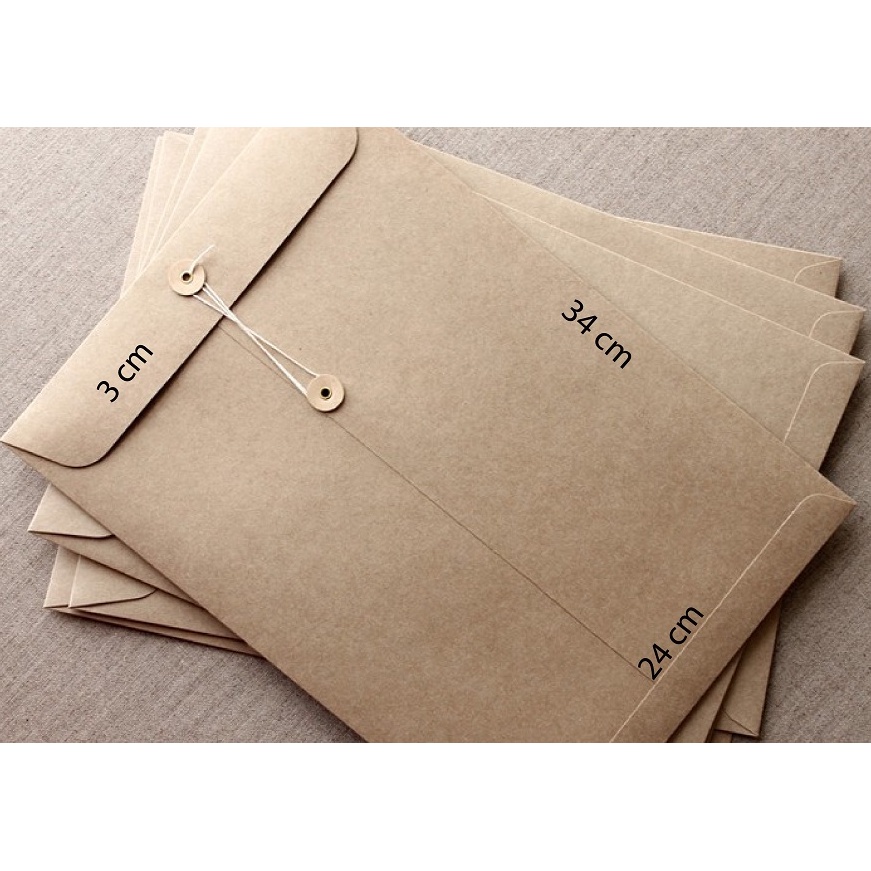 Bao Bìa Thư A4 Giấy Kraft Xi Măng - Bao Thư Xi Măng Quấn Dây, Cột Dây