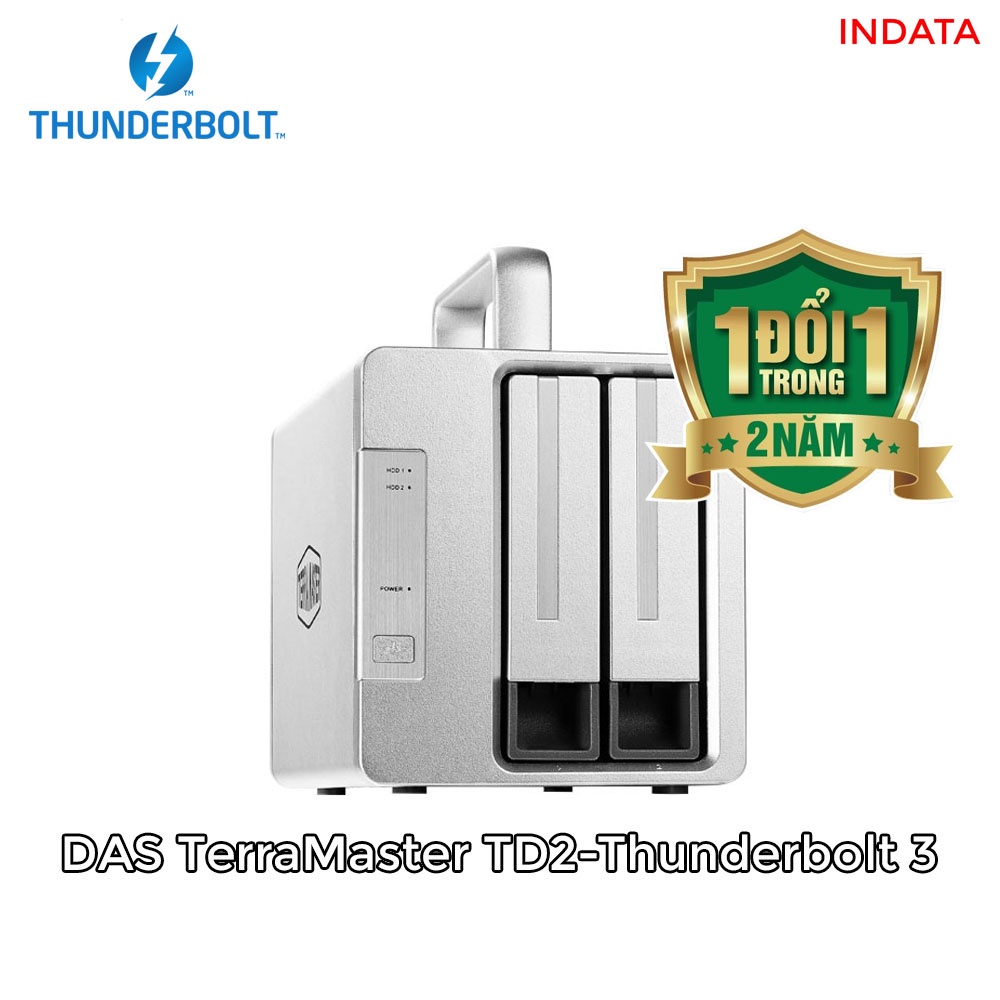 Bộ lưu trữ dữ liệu DAS TerraMaster TD2-Thunderbolt 3, 40Gbps, 760MB/s, up to 168TB