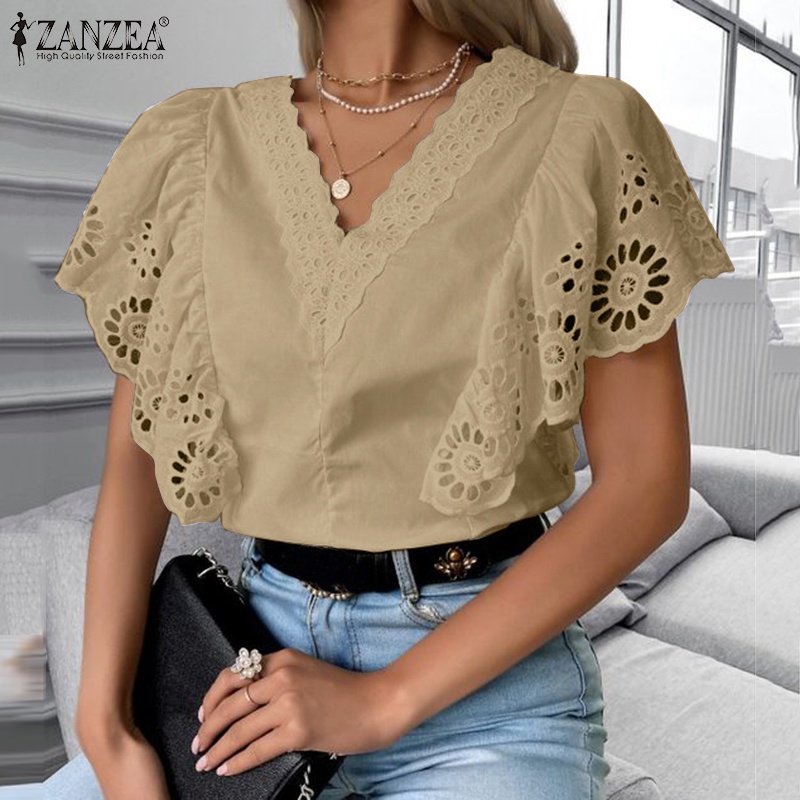 Áo kiểu ZANZEA cổ chữ V thời trang quyến rũ dành cho nữ