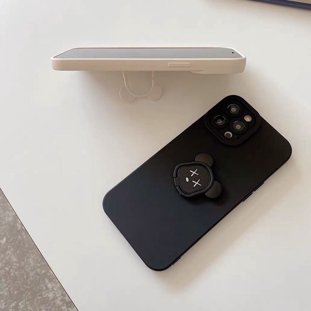 Ốp lưng chống bẩn Viền Nổi cạnh vuông kèm iring Kaws iphone 7plus x xsmax 11 11promax 12 12promax 13 pro max promax plus