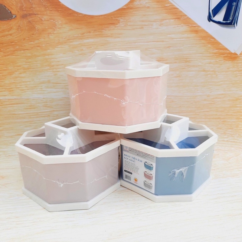 Khay Tiện Ích Lục Giác 5 Ngăn Để Bàn Nhựa Việt Nhật Khay Đựng Đồ Đa Năng VN1337 - Hàng Việt Nam Chất Lượng Cao