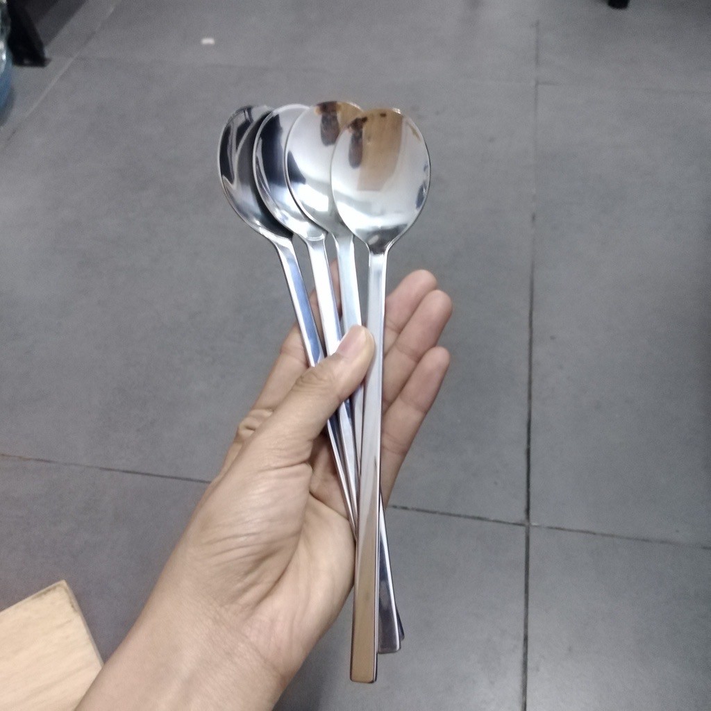 MUỖNG (thìa} / NĨA / ĐŨA ĐẦU DẸP INOX ĐẶC RUỘT PHONG CÁCH HÀN QUỐC Xấp xỉ 23cm