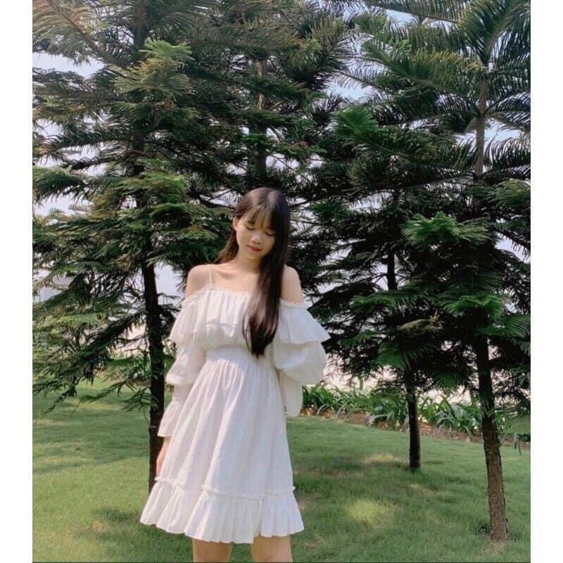 [Rẻ nhất shopee] Váy Trễ Vai 2 Dây , Vai Bồng Dáng Xòe. Donnafashion | BigBuy360 - bigbuy360.vn