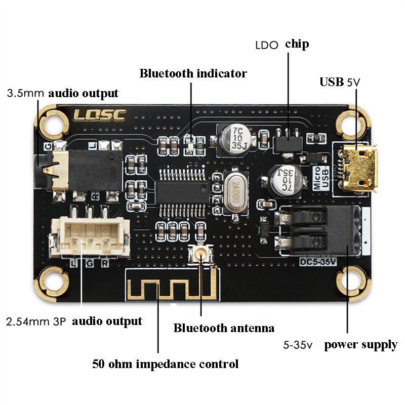 Bảng Mạch Giải Mã Âm Thanh Mp3 Bluetooth 4.2 Cho Máy Nghe Nhạc Diy