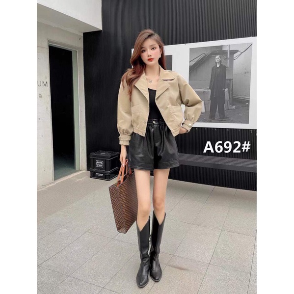 Áo khoác da nhung dáng bomber Hàng Quảng Châu L1