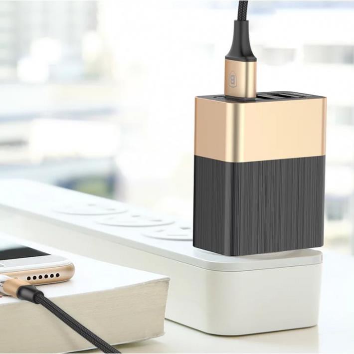 Củ sạc Baseus NRT-DY022C 3 cổng USB - Đẹp, nhỏ gọn, Hàng Cao cấp