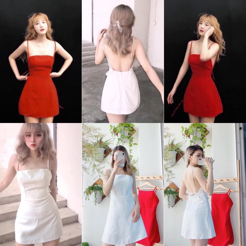 Đầm ôm Chou Dress hai dây hở lưng siêu sexy vải bố thái dày dặn from chuẩn có mút ngực kèm lót trong ko lộ kèm ảnh thật