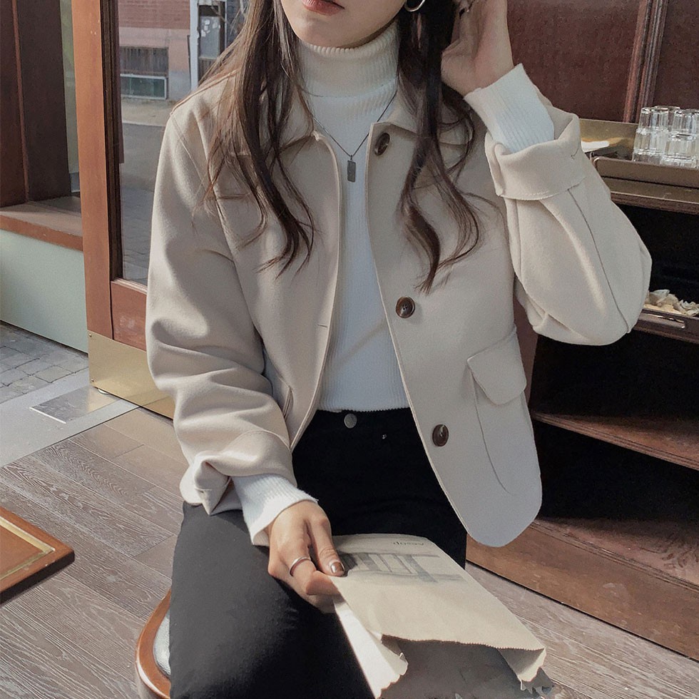 Áo khoác lửng tay dài một hàng nút 39069 cho nữ