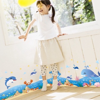 Decal Dán tường mẫu Chân tường cá heo mini( 1m4*45cm)