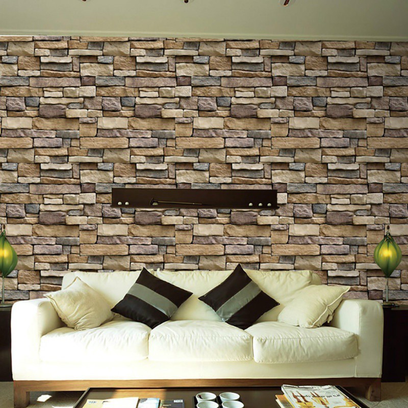 Miếng dán tường 3D giả đá độc đáo bằng xốp mềm