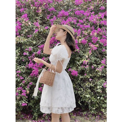 Somee studio Narci dress Váy trắng hoa 2 tầng