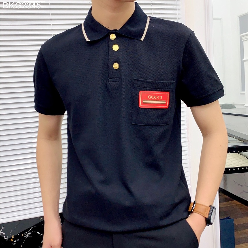 Áo polo Gucci logo tag ngực cúc vàng LA 1-1 on web