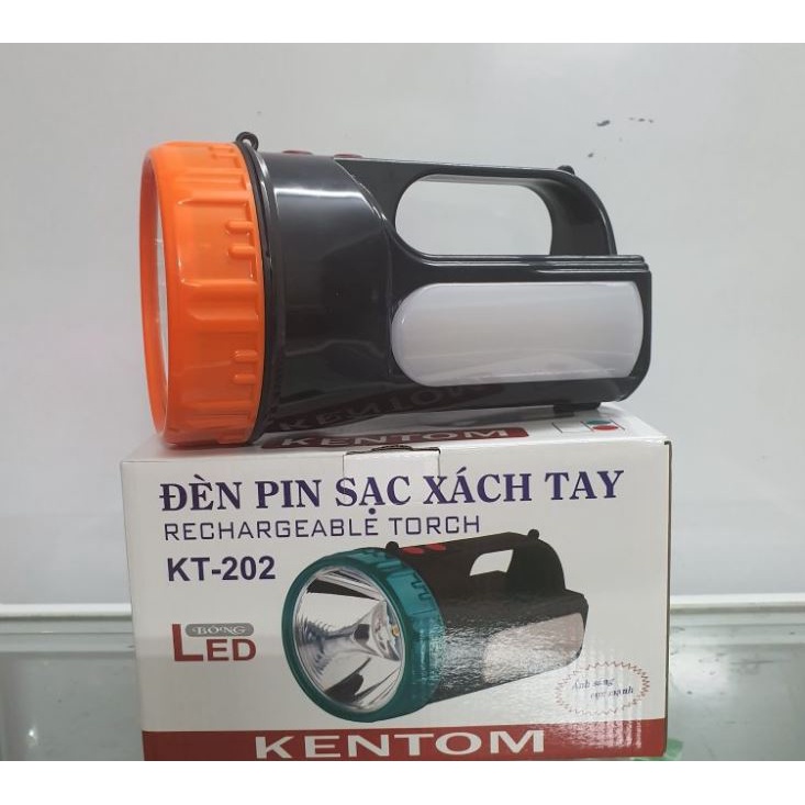 Đèn pin sạc LED Cao Cấp  Kentom KT 202- 2 chế độ sáng- Siêu tiết kiệm điện-Hàng chính hãng BH 12 tháng