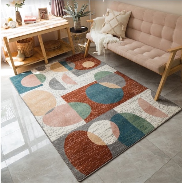 Thảm Lông Sợi Ngắn Cao Cấp Hoạt Tiết Tối Giản, Sang Trọng