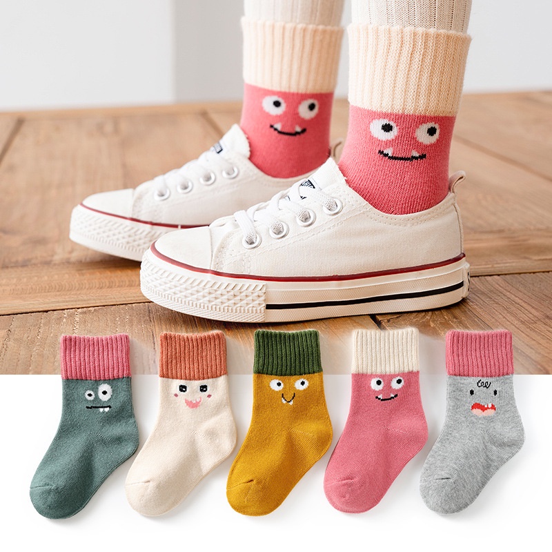 Set 5 Đôi Vớ Cotton Mềm Mại Cho Bé Từ 1-12 Tuổi