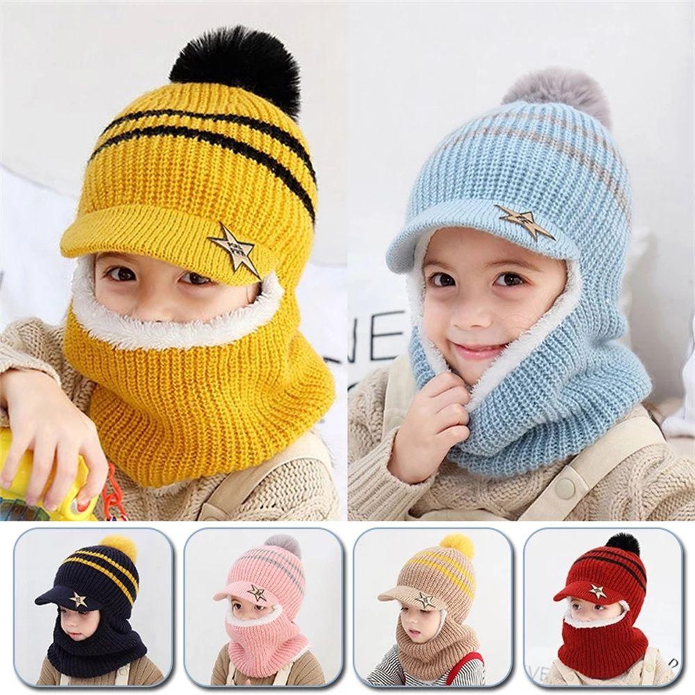 MIHAN1 Mũ Lưỡi Trai Có Khăn Choàng Che Tai Lót Lông Cừu Bảo Vệ Tai Dành Cho Bé Trai Gái