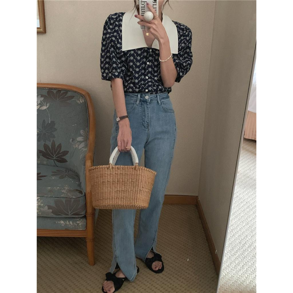 Áo Sơ Mi Tay Ngắn Cổ Bẻ Phối Màu Sắc Thời Trang Cho Nữ 51620