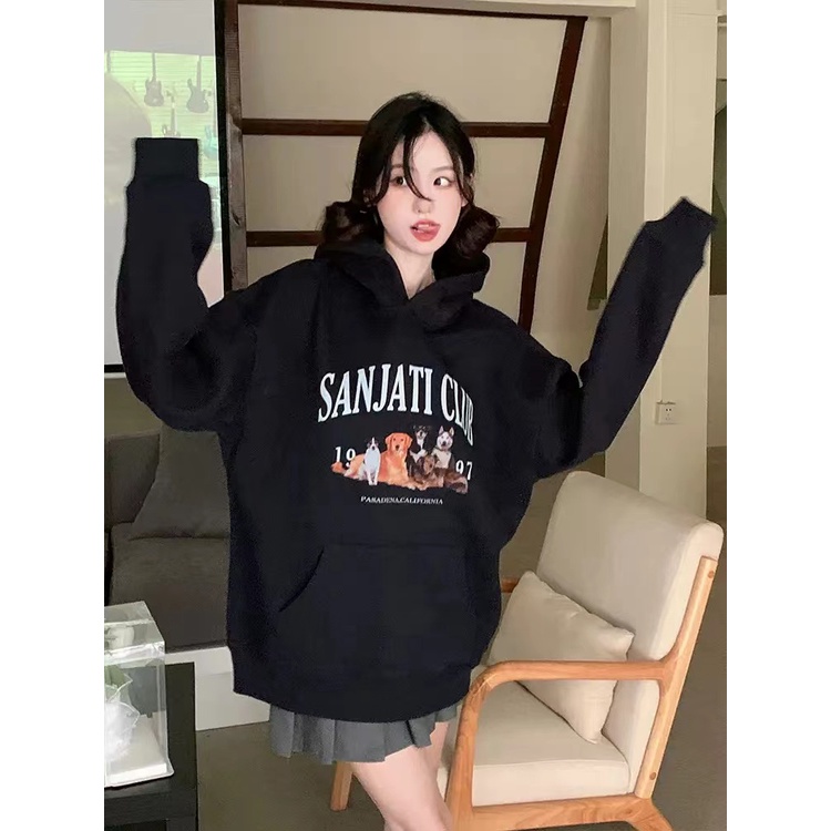 NRVP Áo Hoodie Tay Dài Oversize In Họa Tiết Phong Cách Hàn Quốc Kiểu Mới Cho Nam / Nữ