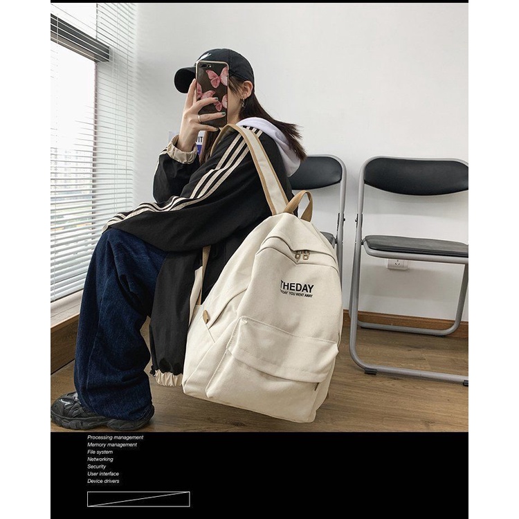 Ba Lô Vải Canvas Màu Sắc Đơn Giản Thời Trang Dành Cho Nam Giới