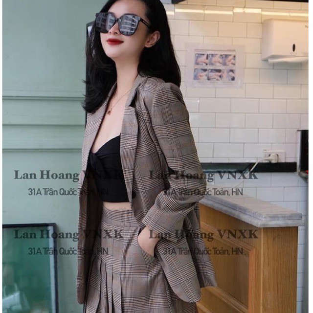 áo blazer nữ kẻ phong cách hàn quốc